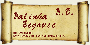Malinka Begović vizit kartica
